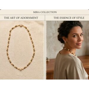 Faux Pearl and Textured Gold Tone Bead Necklace Vintage Style